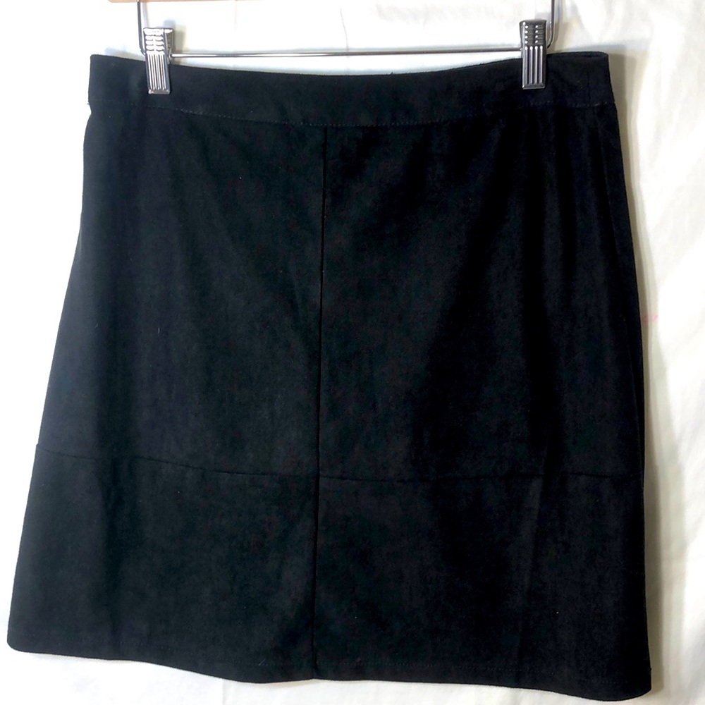 MIDI Skirt !! Black Micro Suede